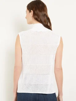 Tops & Tees|Tanks|Misook Mock Neck Soft Knit Tank Top White
