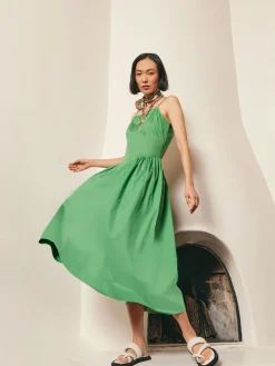 Dresses|Misook Modern Fit & Flare Cotton Maxi Dress VerdantClover