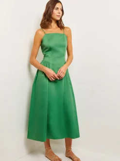 Dresses|Misook Modern Fit & Flare Cotton Maxi Dress VerdantClover