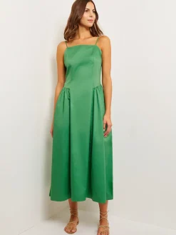 Dresses|Misook Modern Fit & Flare Cotton Maxi Dress VerdantClover