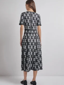 Dresses|Misook Modern Fit & Flare Intarsia Knit Dress Black/White