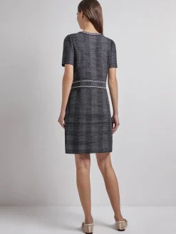 Dresses|Misook Modern Fit Bold Plaid Tweed Knit Sheath Dress Black/White