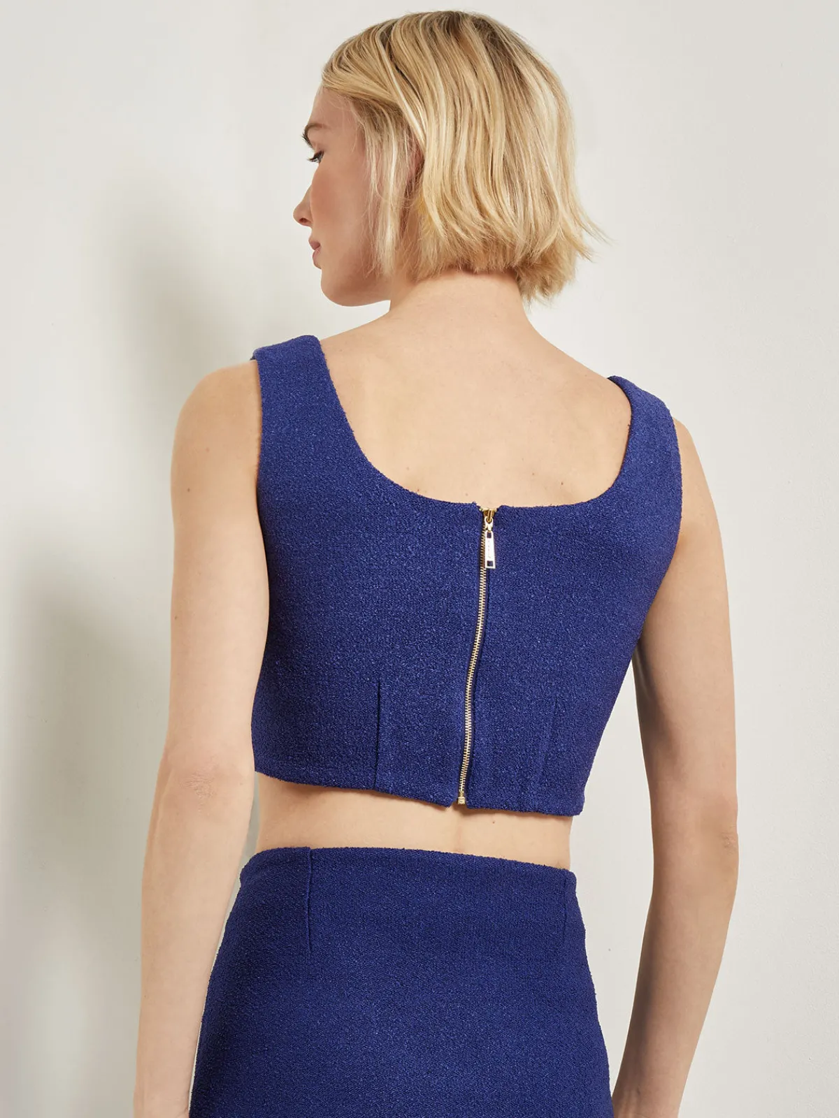 Tops & Tees|Tanks|Misook Modern Fit Boucle Knit Cropped Tank Top StarryNightBlue