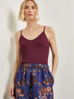 Tops & Tees|Misook Modern Fit Convertible Ribbed Soft Knit Top Sangria