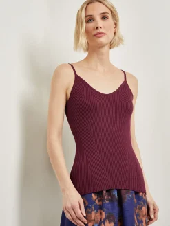 Tops & Tees|Misook Modern Fit Convertible Ribbed Soft Knit Top Sangria