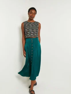 Tops & Tees|Tanks|Misook Modern Fit Cropped Tweed Knit Tank Spruce/NewIvory/Black/Copper