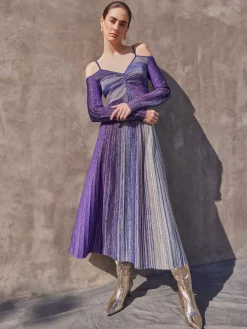Dresses|Misook Modern Fit Empire Shimmer Lurex Knit Maxi Dress StarryNightBlue/Black/BlueHeather/Mink/PlumRoyale