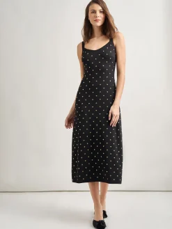 Dresses|Misook Modern Fit Gold Stud Midi Soft Knit Tank Dress Black