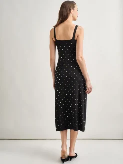 Dresses|Misook Modern Fit Gold Stud Midi Soft Knit Tank Dress Black