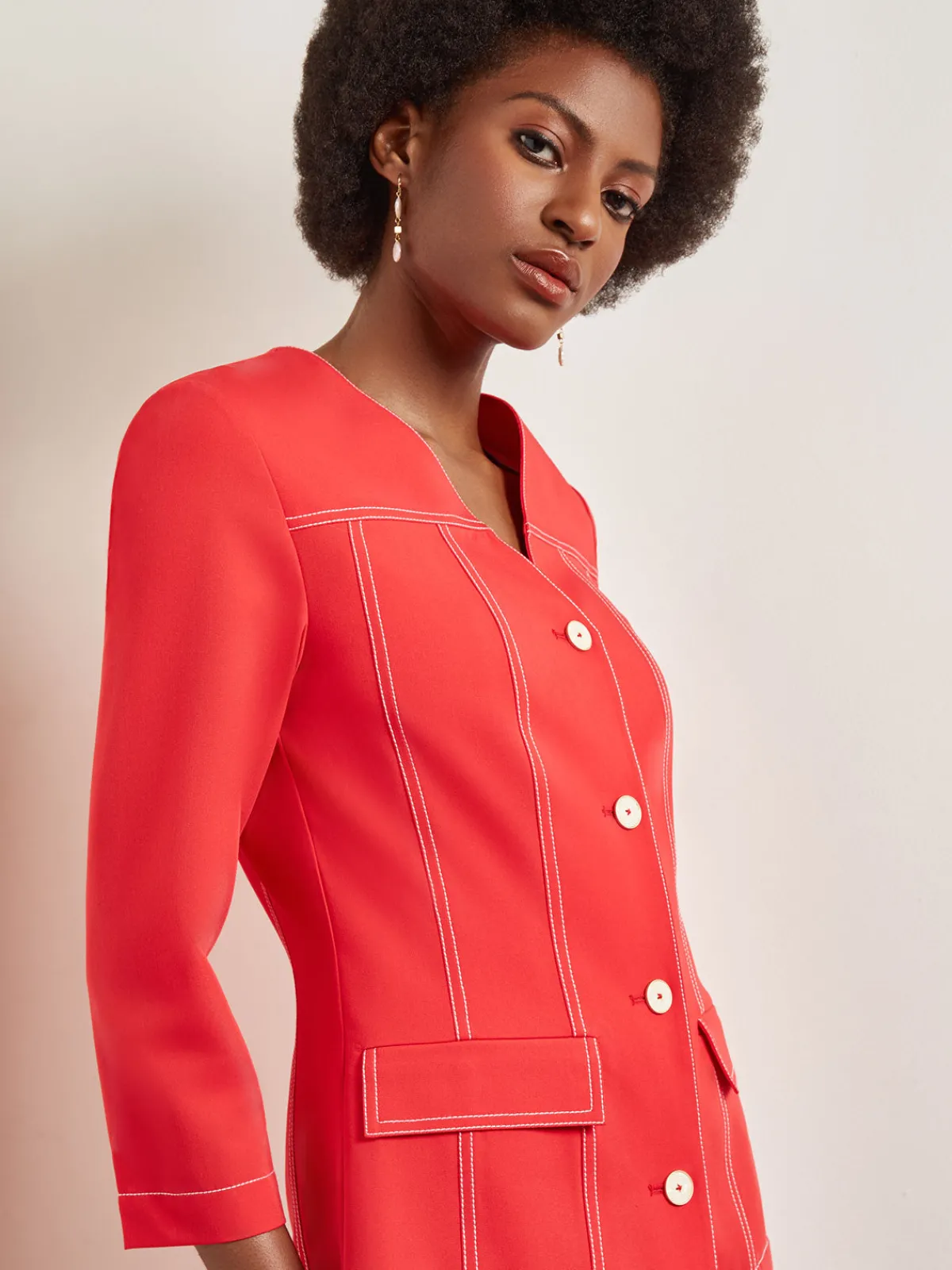 Jackets & Coats|Misook Modern Fit Jacket - Contrast Stitch Woven RadiantPink