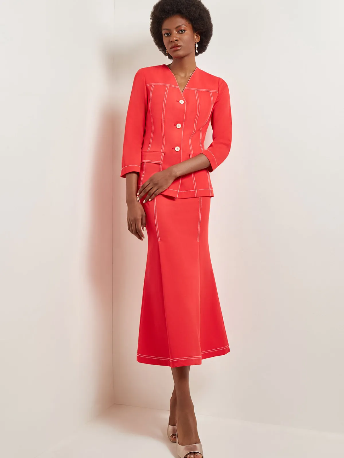 Jackets & Coats|Misook Modern Fit Jacket - Contrast Stitch Woven RadiantPink