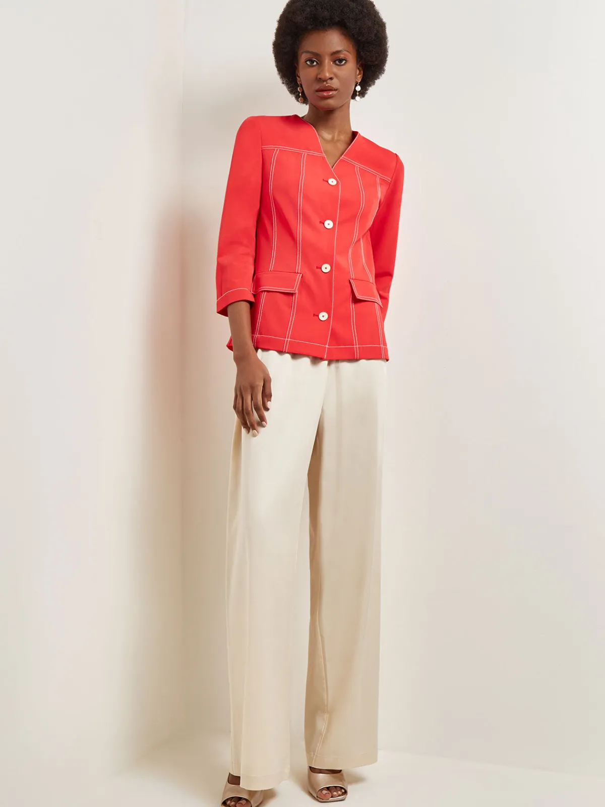 Jackets & Coats|Misook Modern Fit Jacket - Contrast Stitch Woven RadiantPink