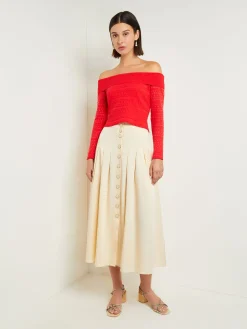 Tops & Tees|Misook Modern Fit Off-The-Shoulder Burnout Knit Top RadiantPink