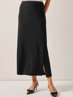 Skirts|Misook Modern Fit Sparkle Stretch Woven Straight Maxi Skirt Black