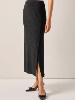 Skirts|Misook Modern Fit Sparkle Stretch Woven Straight Maxi Skirt Black