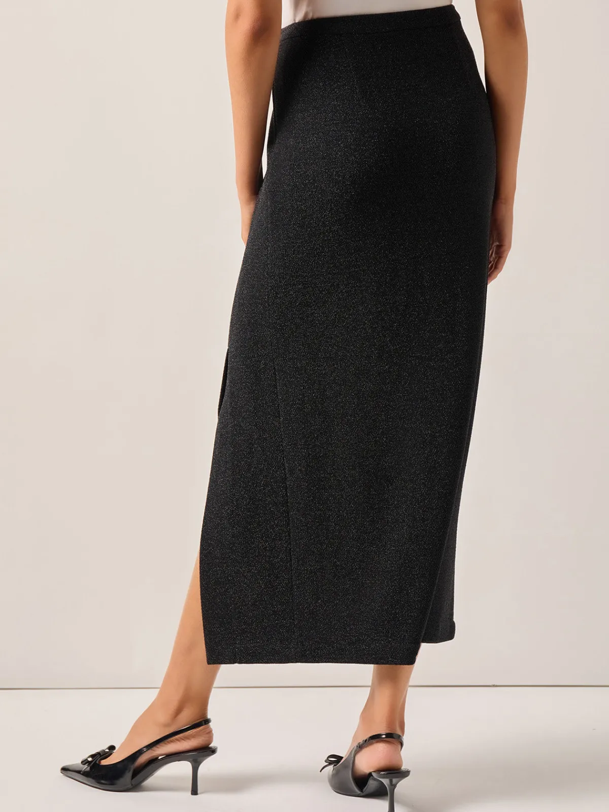 Skirts|Misook Modern Fit Sparkle Stretch Woven Straight Maxi Skirt Black