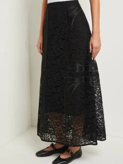 Skirts|Misook Modern Fit Textural Woven Maxi Skirt Black