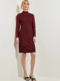 Dresses|Misook Modern Fit Two-Tone Eyelash Knit Sheath Dress Rouge/Black