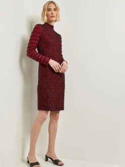 Dresses|Misook Modern Fit Two-Tone Eyelash Knit Sheath Dress Rouge/Black