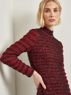 Dresses|Misook Modern Fit Two-Tone Eyelash Knit Sheath Dress Rouge/Black