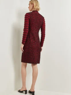 Dresses|Misook Modern Fit Two-Tone Eyelash Knit Sheath Dress Rouge/Black