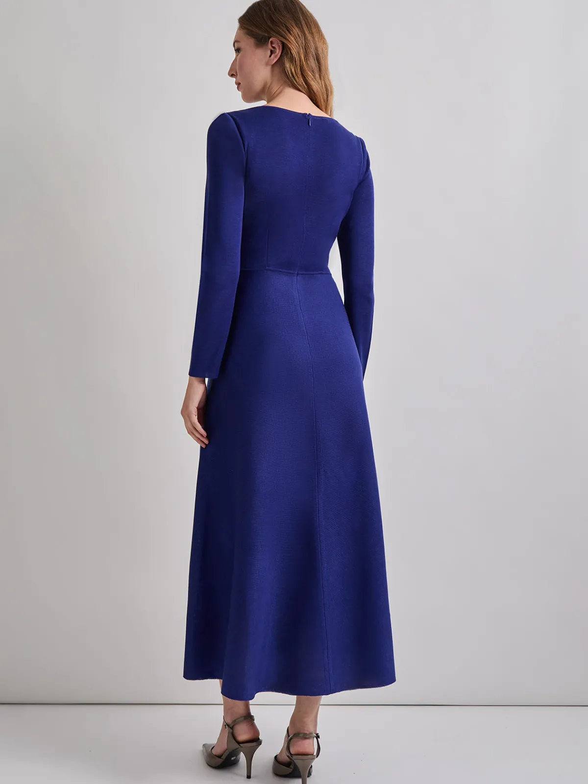 Dresses|Misook Modern Fit-and-Flare Embroidered Floral Knit Maxi Dress StarryNightBlue/Mink/NewIvory/Black