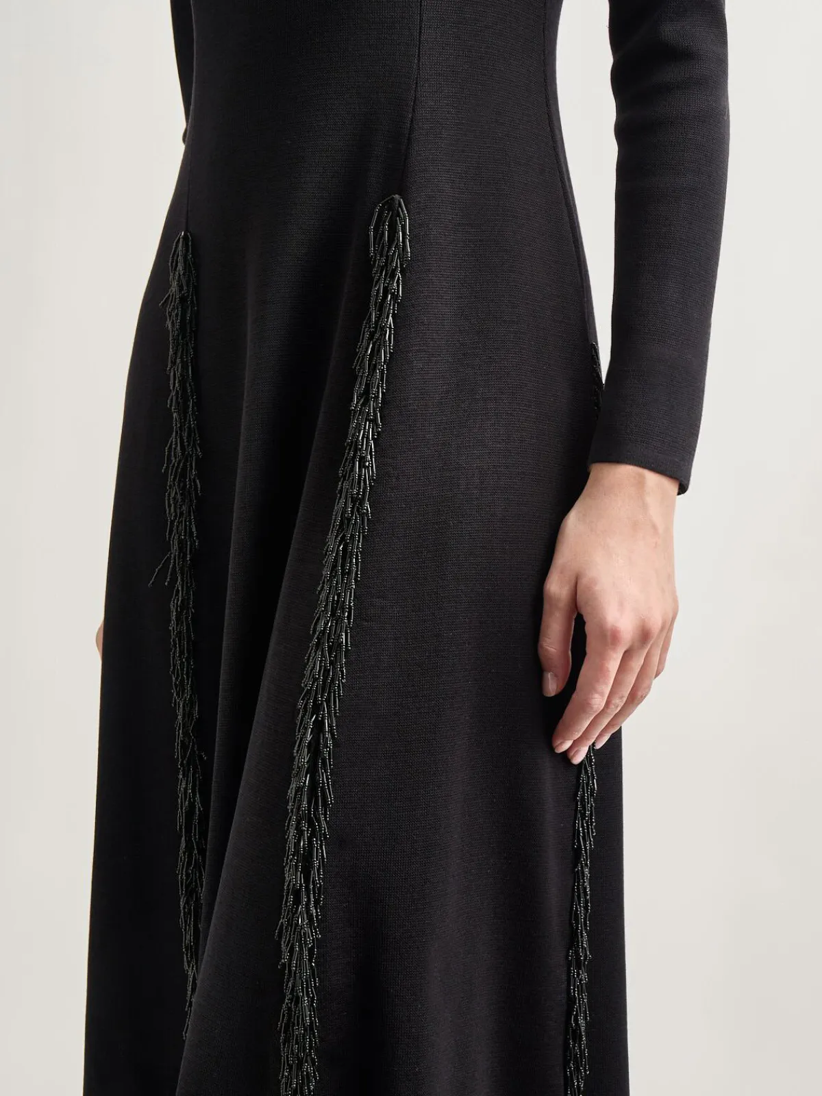 Dresses|Misook Modern Fit-and-Flare Sequin Princess Seam Knit Maxi Dress Black