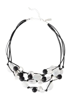 Accessories|Necklaces|Misook Multi-Cord Matte Black & White Crystal Necklace MatteBlack/MatteWhite
