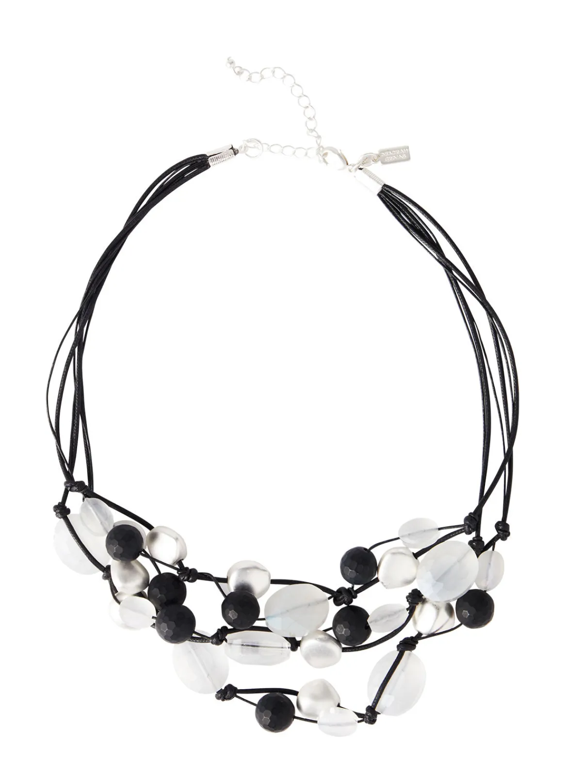 Accessories|Necklaces|Misook Multi-Cord Matte Black & White Crystal Necklace MatteBlack/MatteWhite
