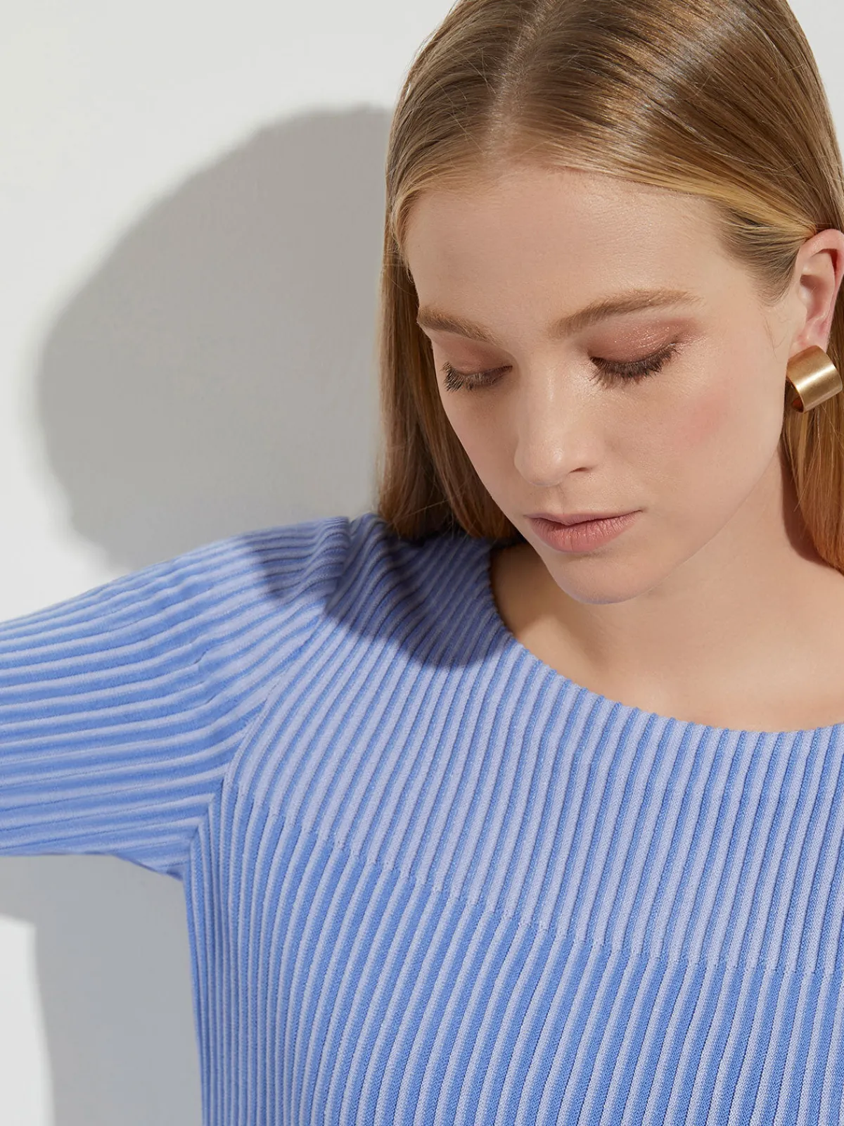 Tops & Tees|Misook Multi-Stripe Soft Knit Tunic RibbonBlue/IrisFlower