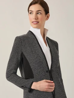 Jackets & Coats|Misook Open Neck Button Detail Blazer Black/White