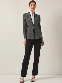 Jackets & Coats|Misook Open Neck Button Detail Blazer Black/White