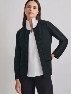 Jackets & Coats|Misook Open Neck Tonal Detail Jacket Black