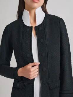 Jackets & Coats|Misook Open Neck Tonal Detail Jacket Black