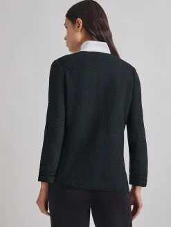 Jackets & Coats|Misook Open Neck Tonal Detail Jacket Black