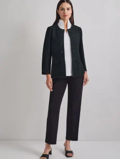 Jackets & Coats|Misook Open Neck Tonal Detail Jacket Black
