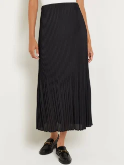 Skirts|Misook Pleated Crepe de Chine Maxi Skirt Black
