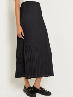 Skirts|Misook Pleated Crepe de Chine Maxi Skirt Black