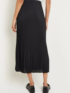 Skirts|Misook Pleated Crepe de Chine Maxi Skirt Black