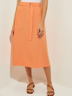 Skirts|Misook Pocketed Poplin A-Line Midi Skirt CitrusBlossom