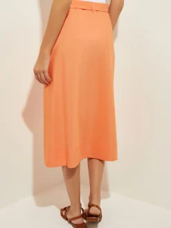 Skirts|Misook Pocketed Poplin A-Line Midi Skirt CitrusBlossom