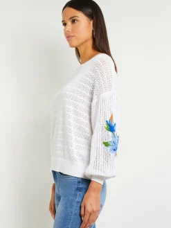 Tops & Tees|Misook Pointelle Top - Balloon Sleeve Sweater | White/SatinSky/CirrusBlue/MatisseGreen/ItalianClay