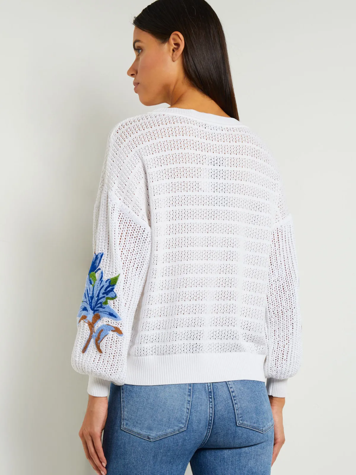 Tops & Tees|Misook Pointelle Top - Balloon Sleeve Sweater | White/SatinSky/CirrusBlue/MatisseGreen/ItalianClay