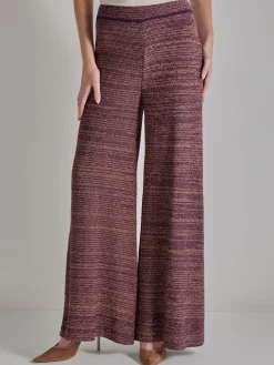 Pants & Shorts|Misook Pull-On Wide Leg Pants - Tweed Knit Ultraviolet/Goldenwood