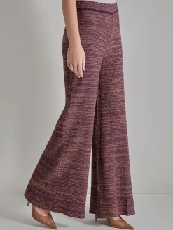 Pants & Shorts|Misook Pull-On Wide Leg Pants - Tweed Knit Ultraviolet/Goldenwood