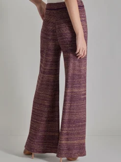 Pants & Shorts|Misook Pull-On Wide Leg Pants - Tweed Knit Ultraviolet/Goldenwood