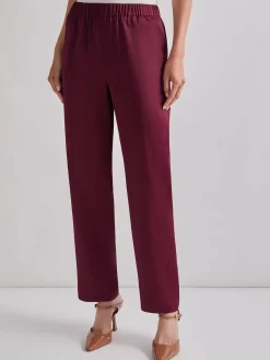 Pants & Shorts|Misook Pull-On Woven Straight Leg Pants Sangria