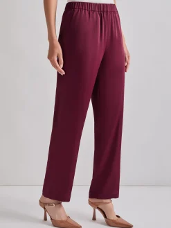 Pants & Shorts|Misook Pull-On Woven Straight Leg Pants Sangria