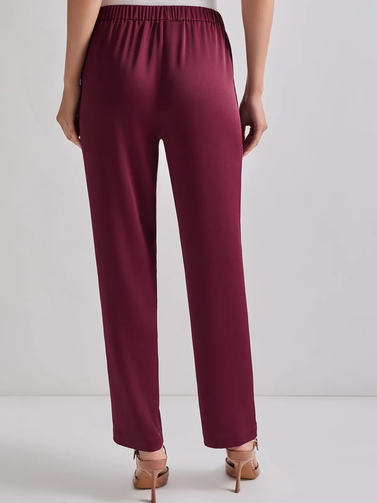 Pants & Shorts|Misook Pull-On Woven Straight Leg Pants Sangria
