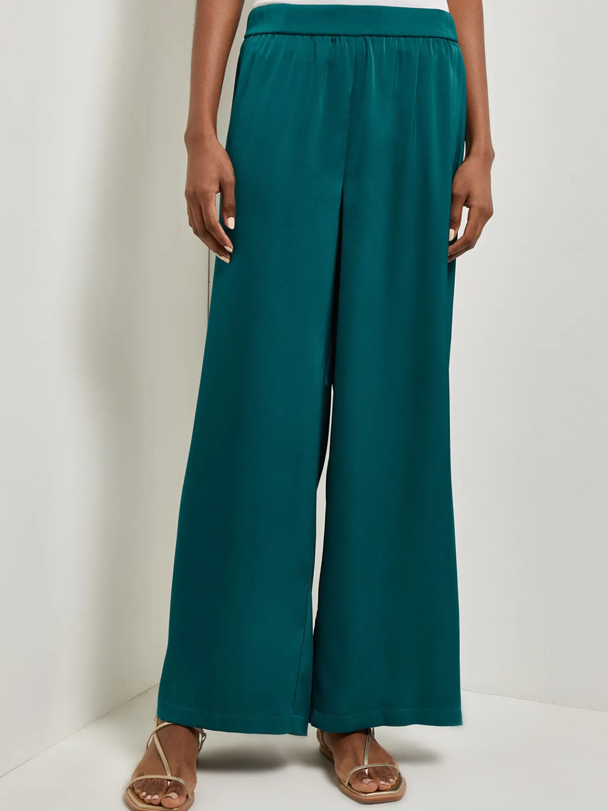 Pants & Shorts|Misook Pull-On Woven Wide Leg Pants Spruce